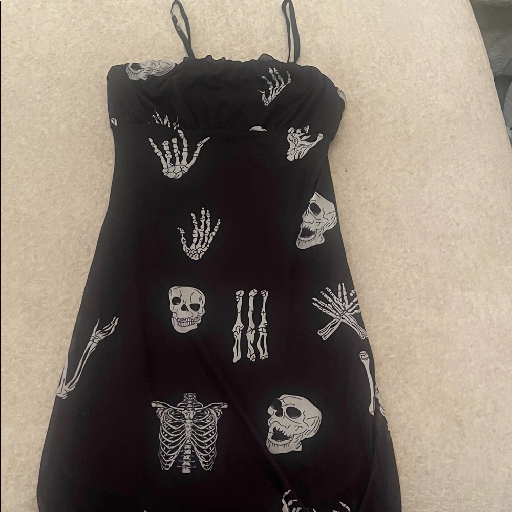 Black Dress with Skeleton Print